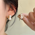 Luxury Gold Alloy Spider Pearl Stud Earrings For Women Vintage Creative 3D Statement Fashion Earrings view 1
