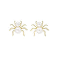 Luxury Gold Alloy Spider Pearl Stud Earrings For Women Vintage Creative 3D Statement Fashion Earrings view 5