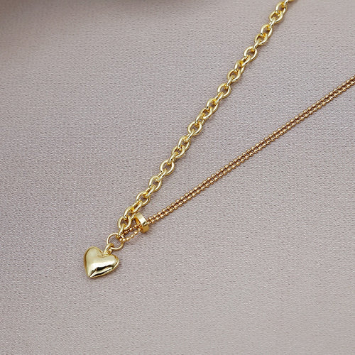 Trendy Niche Chain Spliced Heart Choker Necklace Light Luxury Commuter Collarbone Jewelry