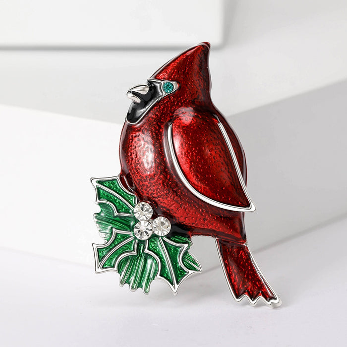Alloy Enamel Red Bird Brooch Pin For Clothing Accessories