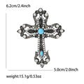 Vintage Turquoise Alloy Cross Brooch Pin For Suit Lapels view 5