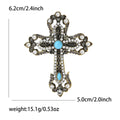 Vintage Turquoise Alloy Cross Brooch Pin For Suit Lapels view 6