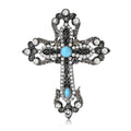 Vintage Turquoise Alloy Cross Brooch Pin For Suit Lapels view 4