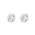 Korean Japanese Style White Camellia Flower Resin Stud Earrings For Preppy Everyday Wear view 5