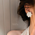 Korean Japanese Style White Camellia Flower Resin Stud Earrings For Preppy Everyday Wear view 2