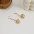 Elegant Pearl Beaded Gold Alloy Bird Nest Wire Ball Drop Hook Earrings view 3