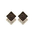Luxury Vintage Black And Clear Rhinestone Geometric Diamond Square Alloy Stud Statement Earrings view 5