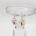 Elegant Gold Alloy Crescent Hoop Hollow Rhinestone Pearl Black White Enamel Cat Dangle Hook Earrings view 2