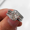 Copper Zircon Inlaid Ring Set Fashion Elegant Proposal Engagement Rings view 1