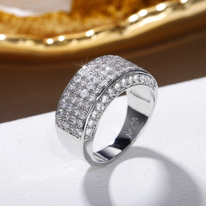 Luxury Half Eternity Full Zircon Men Ring Unisex European Fashion Finger Jewelry