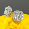 Classic Four Prong Princess Square Zircon Stud Earrings For Women Commuter Ear Jewelry view 2