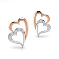 Two Tone Plated Copper Heart Stud Earrings For Women, Interlocking Love Heart Romantic Gift Jewelry view 2
