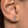 Two Tone Plated Copper Heart Stud Earrings For Women, Interlocking Love Heart Romantic Gift Jewelry view 3