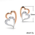 Two Tone Plated Copper Heart Stud Earrings For Women, Interlocking Love Heart Romantic Gift Jewelry view 4