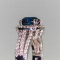 Copper Inlaid Blue Zircon Ring For Women, Luxury European Style Fashion Finger Jewelry view 4