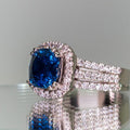 Copper Inlaid Blue Zircon Ring For Women, Luxury European Style Fashion Finger Jewelry view 2