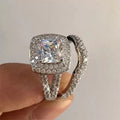 Trendy Two Piece Ring Set With Square Zircon Stones, Elegant Wedding Anniversary Jewelry Gift view 4