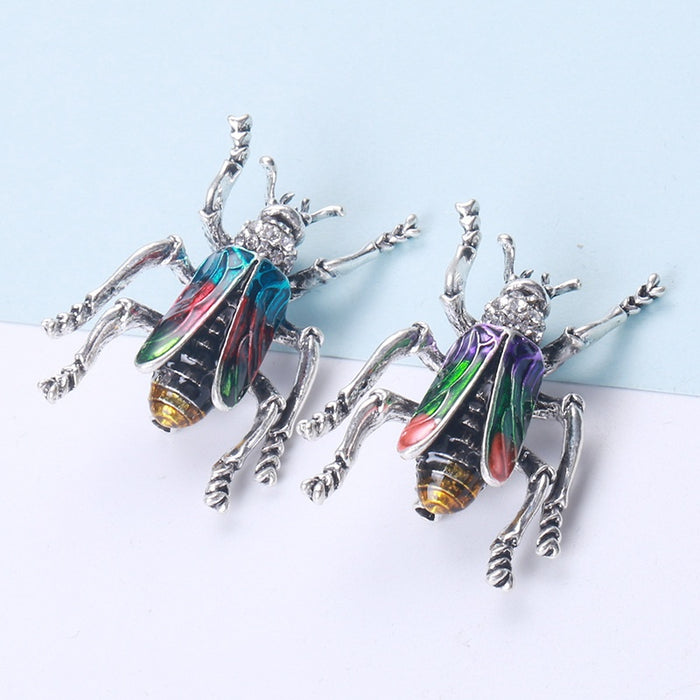 Vintage Alloy Enamel Beetle Brooch Pin Badge For Women's Accessories