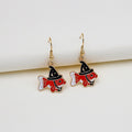 Vintage Halloween Enamel Alloy Cartoon Owl Skull Butterfly Fish Creative Dangle Drop Party Earrings view 2
