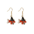 Vintage Halloween Enamel Alloy Cartoon Owl Skull Butterfly Fish Creative Dangle Drop Party Earrings view 5
