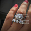 Luxury Single Row Cubic Zirconia Couple Ring Set For Women, European Style Wedding Band Jewelry view 3