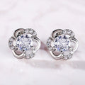 Korean Fashion Sparkling Zircon Flower Stud Earrings For Women, Delicate Floral Ear Jewelry view 3