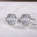 Korean Fashion Sparkling Zircon Flower Stud Earrings For Women, Delicate Floral Ear Jewelry view 5