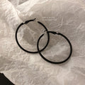Minimalist Black Alloy Hoop Earrings With Silver Pins, Geometric Round Light Luxury Style view 1