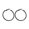 Minimalist Black Alloy Hoop Earrings With Silver Pins, Geometric Round Light Luxury Style view 5