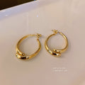 Alloy Double Sided Hoop Earrings With Silver Pin Minimalist Metallic Geometric OL Style view 2