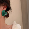 Korean Style Alloy Enamel Heart Earrings Colorful Candy Tone Sweet Fashion Jewelry view 2