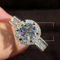 Classic Luxury Round Halo Zircon Ring For Women, Fashion Wedding Engagement Finger Ring view 5