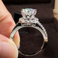 Classic Luxury Round Halo Zircon Ring For Women, Fashion Wedding Engagement Finger Ring view 4