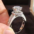 Classic Luxury Round Halo Zircon Ring For Women, Fashion Wedding Engagement Finger Ring view 2