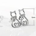 Korean Fashion Hollow Zircon Cat Stud Earrings, Cute Sweet Animal Kitty Ear Jewelry For Women view 4