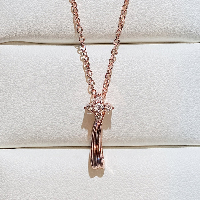 Elegant Floral Flower Pendant Necklace With Star Zircon, Stylish Collarbone Chain Jewelry Direct