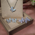 Butterfly Zircon Three Piece Jewelry Set For Women, Elegant Necklace Earrings And Ring Set In Stock view 4