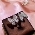Butterfly Zircon Three Piece Jewelry Set For Women, Elegant Necklace Earrings And Ring Set In Stock view 3