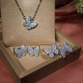 Butterfly Zircon Three Piece Jewelry Set For Women, Elegant Necklace Earrings And Ring Set In Stock view 1