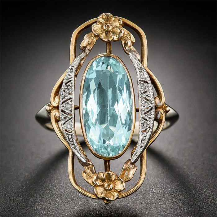 Vintage Palace Style Hollow Flower Ring, Fashion Zircon Finger Ring Jewelry Accessory For Women