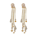 Fashion OL Pearl Tassel Drop Earrings For Women Long Statement Silver Needle Ear Jewelry view 5