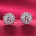 Simple Luxury Flower Full Crystal Stud Earrings, Korean Snowflake Micro Pave Zircon Jewelry view 3