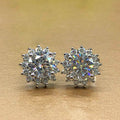 Simple Luxury Flower Full Crystal Stud Earrings, Korean Snowflake Micro Pave Zircon Jewelry view 2
