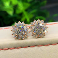 Simple Luxury Flower Full Crystal Stud Earrings, Korean Snowflake Micro Pave Zircon Jewelry view 7