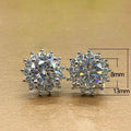 Simple Luxury Flower Full Crystal Stud Earrings, Korean Snowflake Micro Pave Zircon Jewelry view 4
