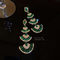 Alloy Rhinestone Fan Drop Earrings For Women, Long Irregular Geometric Ethnic Statement Style view 3