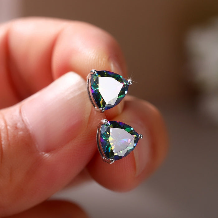 Fashion Minimalist Geometric Triangle Zircon Stud Earrings For Women 2021 Trendy Mini Ear Jewelry