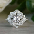 Luxury Full Cubic Zirconia Flower Ring For Women, European Light Luxury Business Event Hand Jewelry view 2