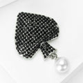 Alloy Spade Heart Brooch With Pearl Pendant For Fashion Clothing view 3