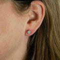Korean Fashion Six Prong Single Zircon Stud Earrings, Classic Bridal Ear Jewelry For Women view 4